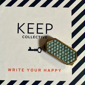 Keep collective beaded turquoise and gold focal charm.